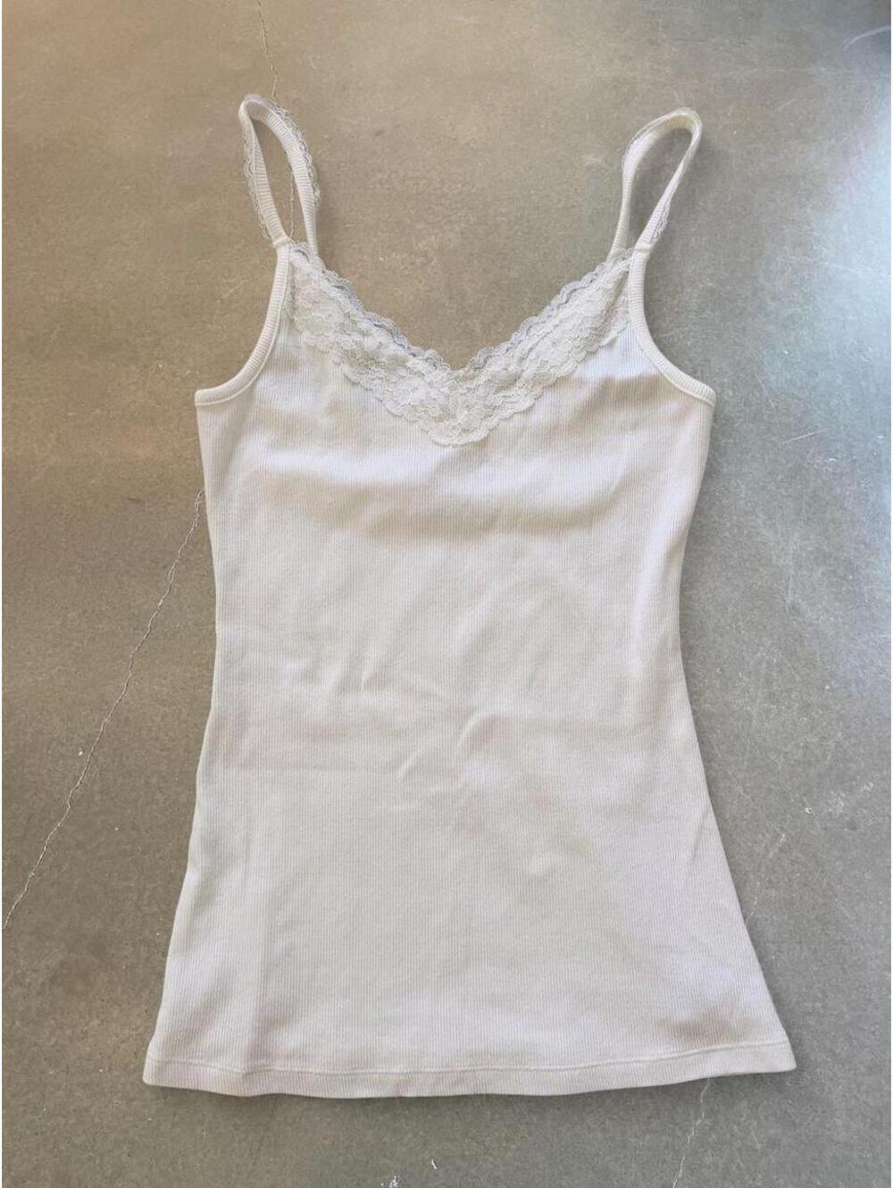 Y2K Old Navy Ivory Lace Trim Cami Tank Top XS